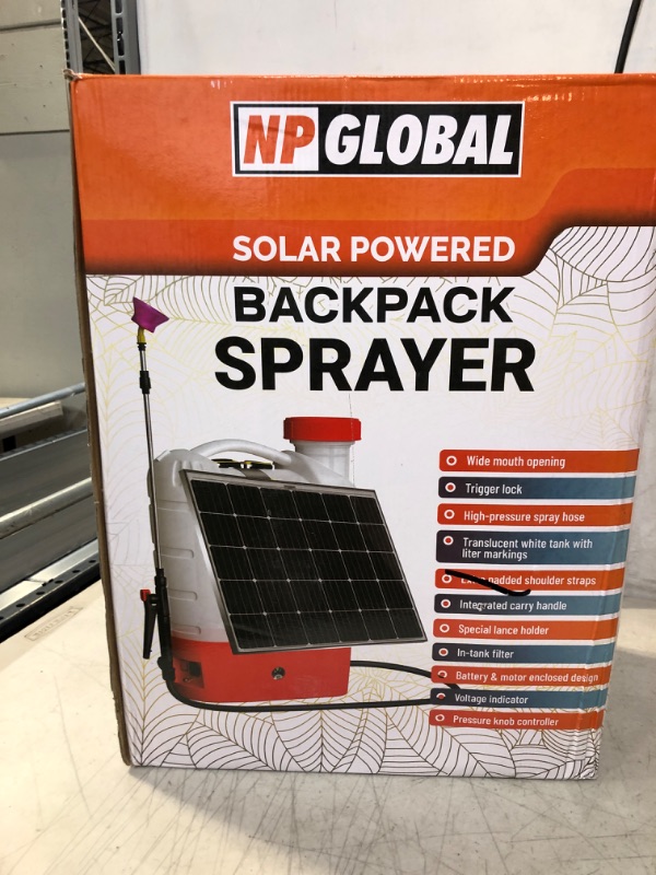 Photo 3 of 4.2 Gallon Solar & Battery Powered Backpack Sprayer - Solar Rechargeable, 8 Nozzles, 240ml Measuring Bottle, 100PSI Cutoff Pressure, Long Battery Life, Wide Mouth, High-Pressure Hose, Trigger Lock