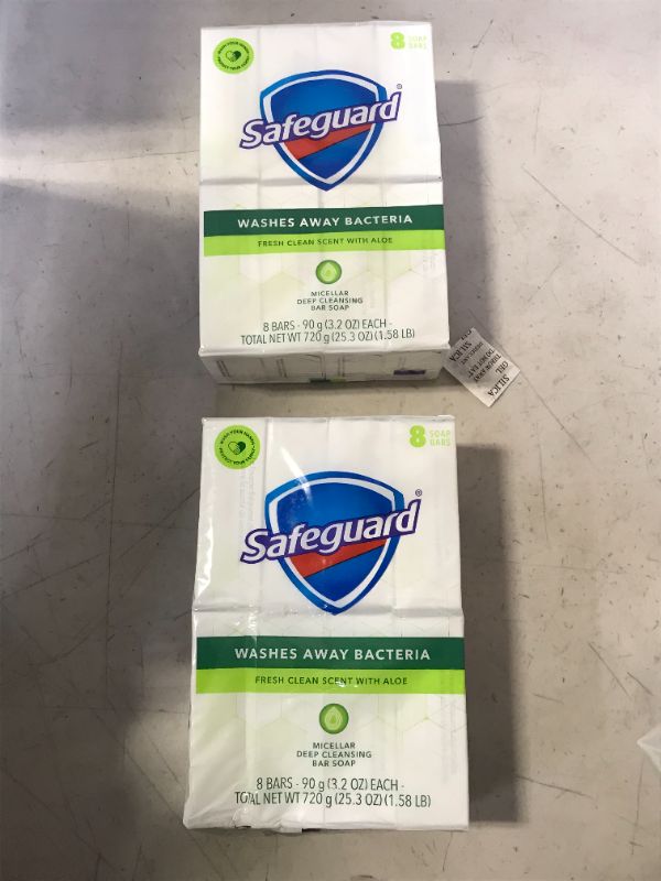 Photo 2 of 2 PACK -- Safeguard Deodorant Bar Soap, White with Aloe, 4 oz, 8 Count