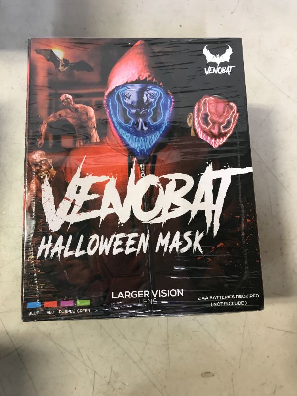 Photo 2 of 4 Pack Venobat Halloween Mask - Light Up Led Scary Masks for Purge Costume Party Cosplay Carnival Dark and Evil Glowing Eyes Cool Glow Neon Mask for Kids Adults Men Women