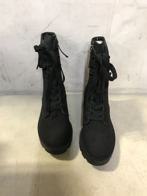 Photo 3 of SIZE 7 -- Coutgo Women's Lace Up Combat Boots Military Ankle Booties No Slip Lug Sole Side Zipper Mid Calf Work Shoes