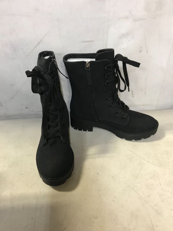 Photo 2 of SIZE 7 -- Coutgo Women's Lace Up Combat Boots Military Ankle Booties No Slip Lug Sole Side Zipper Mid Calf Work Shoes