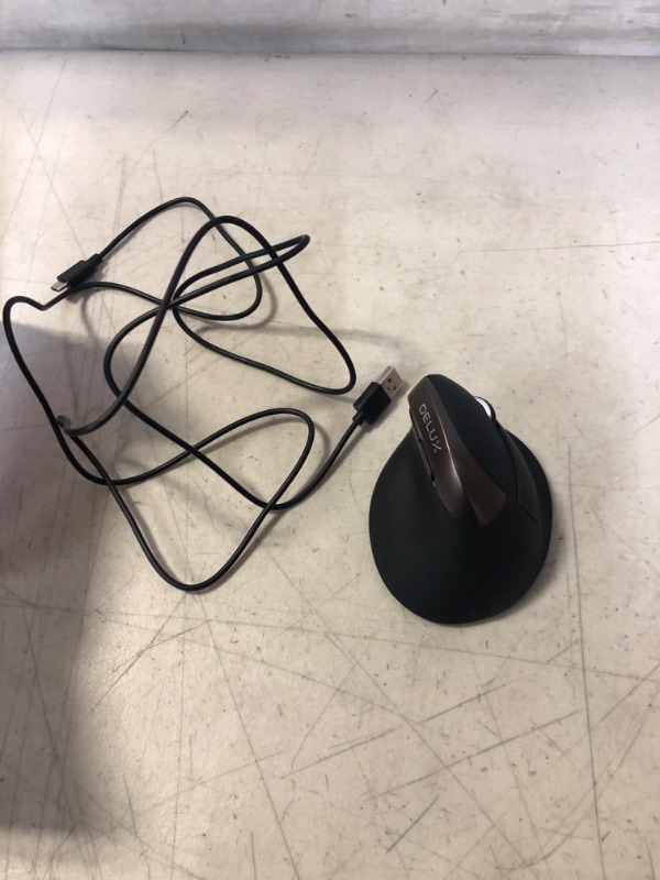 Photo 1 of DELUX Ergonomic Mouse Wireless, Rechargeable Silent Vertical Mouse with BT 5.0 and USB Receiver, 6 Buttons and 4 Gear DPI, RGB Small Ergo Mice for Laptop PC Computer (M618mini-Jet) Brown
