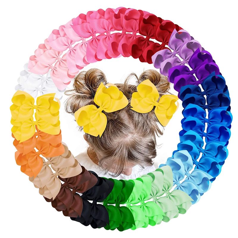 Photo 1 of Oaoleer 40Pcs 4.5" Hair Bows Clips Grosgrain Ribbon Bows Hair Alligator Clips Hair Barrettes Hair Accessories for Baby Girls Infants Toddlers Kids Teens Children (4.5 Inch, 20 Colors in Pairs)