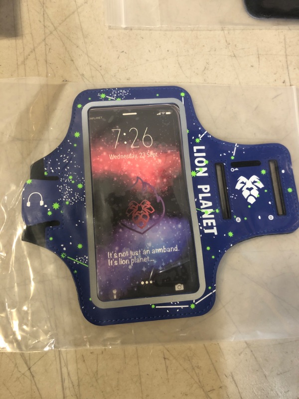 Photo 2 of Cell Phone Armband Case. for Screen Size of 6.8 inches and Below. with Card Holder, Key Slot, & Earphone Cord Holder. Wear in Running, Workout, Sports, Fitness and Gym. (Starry Sky, L 6.8")