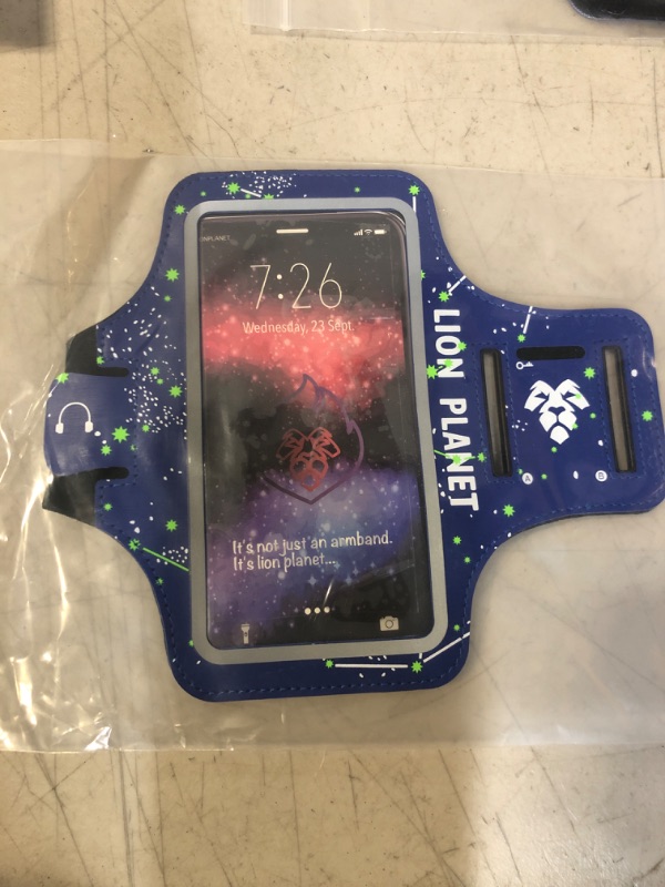 Photo 2 of Cell Phone Armband Case. for Screen Size of 6.8 inches and Below. with Card Holder, Key Slot, & Earphone Cord Holder. Wear in Running, Workout, Sports, Fitness and Gym. (Starry Sky, L 6.8")