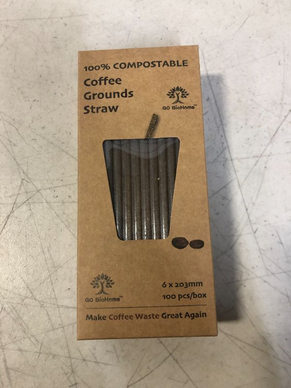 Photo 1 of Compostable Drinking Straws, 100 Counts/ 8 Inch, Made of Coffee Ground and Compostable Materials, Plastic-Free,  US BPI Certified