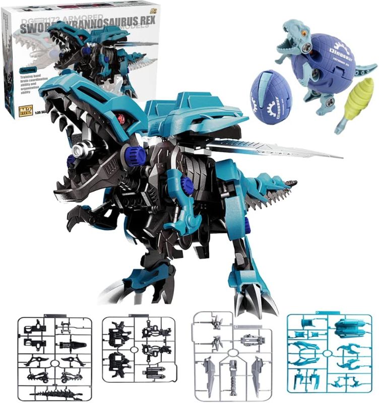 Photo 1 of Jphton Walking Dinosaur Building Toys for 8+ Year Old Kids,46 Pieces STEM Set Including T-Rex Triceratops,Large Realistic Robo Toy can Walk, Launch Weapon and Wag Tail., Blue