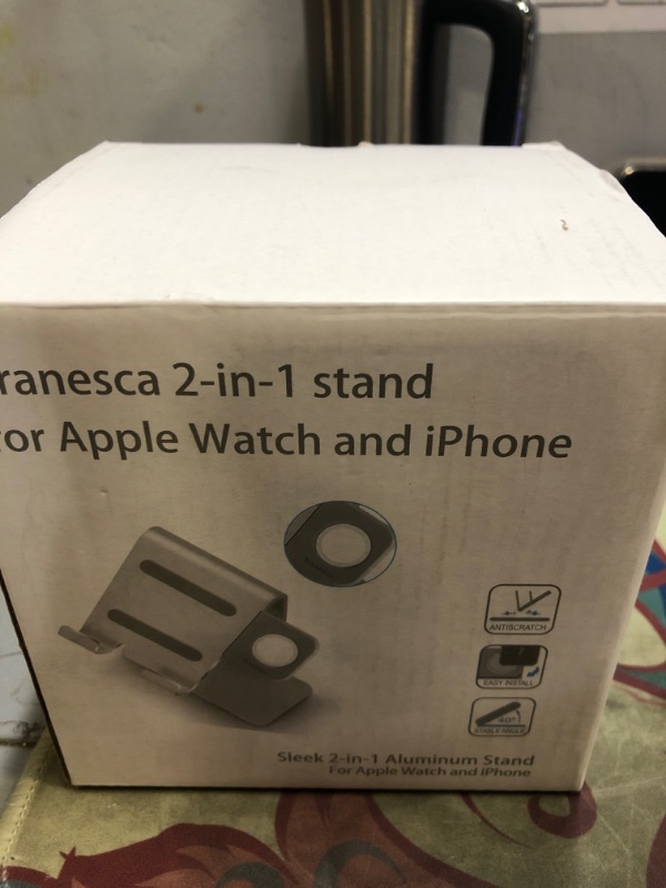 Photo 2 of Tranesca 2 in 1 Charging Stand Holder Dock Compatible with iwatch Series 8/7/6/5/4/3/2/1/SE (38mm/40mm/41mm/42mm/44mm/45mm) and Cell Phone/Tablet (Black-Must Have Watch Accessories)