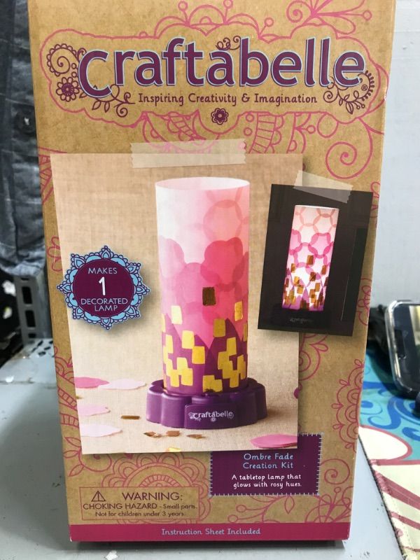 Photo 2 of Craftabelle – Ombre Fade Creation Kit – Lampshade Decorating Kit – 323pc LED Lamp Set with Fabric & Accessories – DIY Arts & Crafts for Kids Aged 8 Years +