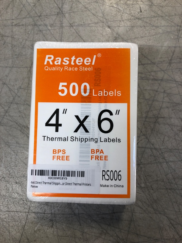 Photo 2 of Rasteel 4"x6" Fan-Fold Labels 500 Pcs, Thermal Transfer Labels, Commercial Grade Thermal Shipping Labels Compatible with DYMO LabelWriter 4XL, MUNBYN, Zebra, Rollo, IDPRT 1 Fan-fold, Pack of 500