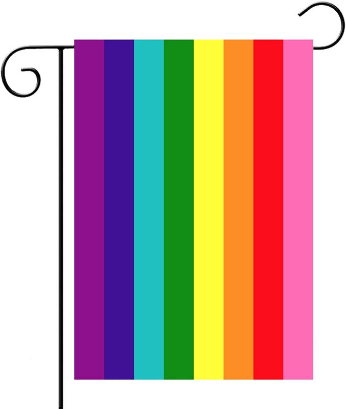 Photo 1 of 8 Striped Pride Rainbow Garden Flag 12x18 Double Sided,Original 8 Striped Pride Flag Yard Lawn Flags Decoration Gifts Outdoor House Decor
