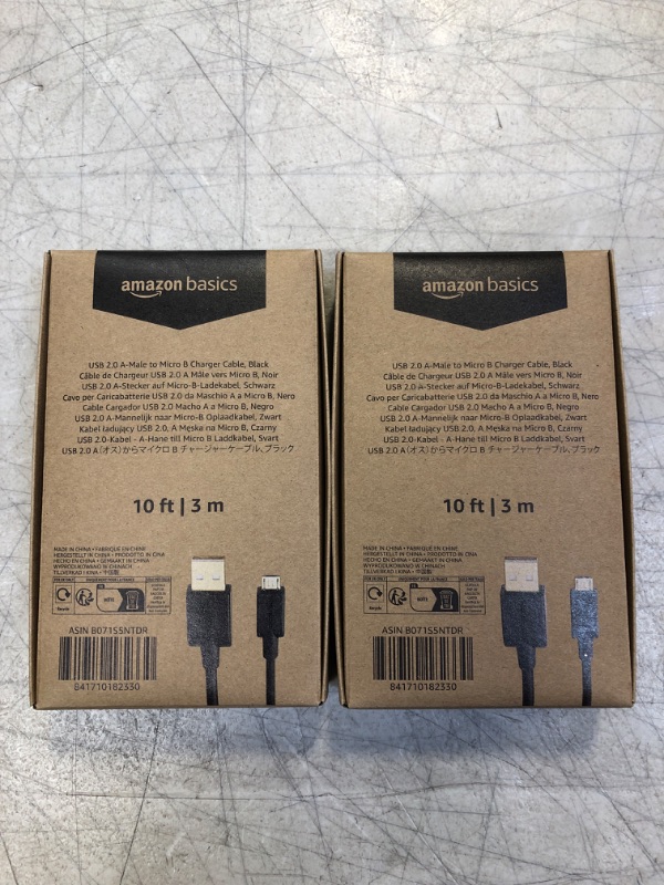 Photo 2 of 2 -Amazon Basics USB 2.0 A-Male to Micro B Cable, 10 feet, Black