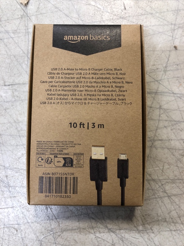 Photo 2 of Amazon Basics USB 2.0 A-Male to Micro B Cable, 10 feet, Black