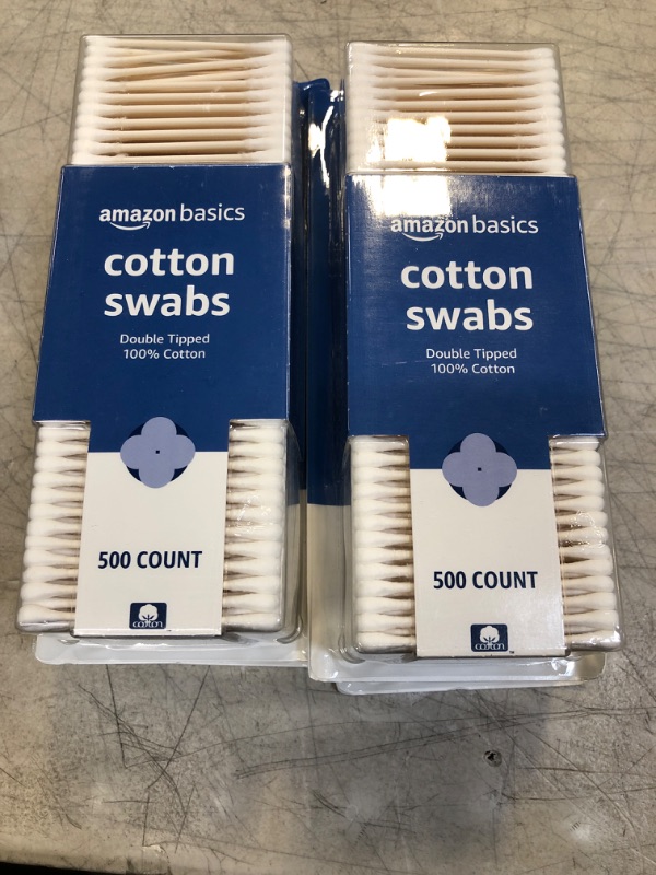 Photo 2 of Amazon Basics Cotton Swabs, 500ct, Pack of 4 (Previously Solimo) 4 Pack