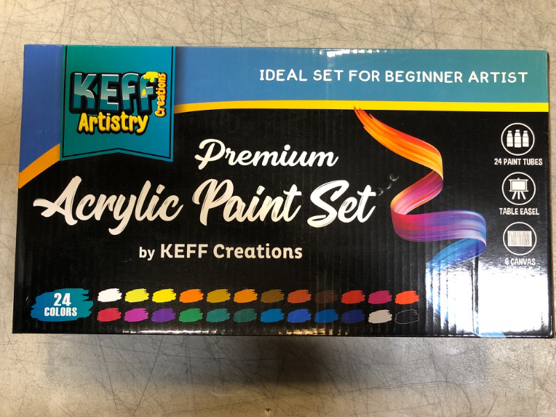 Photo 2 of KEFF Acrylic Paint Set for Adults - Art Painting Supplies Kit with Tabletop Easel, Brushes, Canvas, Acrylic, Palette, Paint Knives & Cup for Professional & Beginners