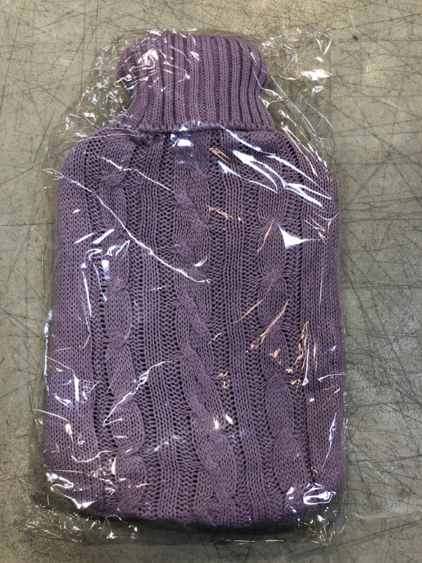 Photo 2 of BAYUTE Classic Rubber Transparent Hot Water Bottle 2L High Density with Knitted Cover (Purple)