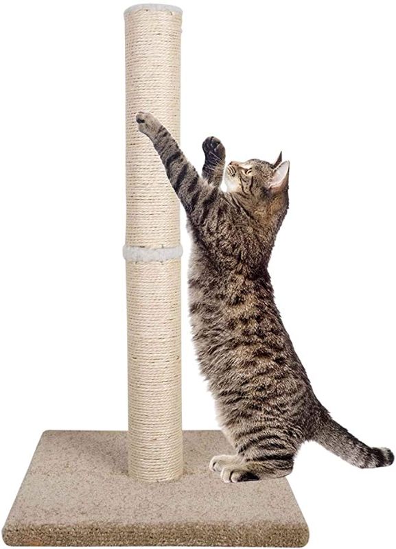 Photo 1 of 
 Tall Cat Scratching Post for Big Cats, Natural Sisal Rope Post and Stable Heavy Carpet Base, Adult Cat Scratcher 