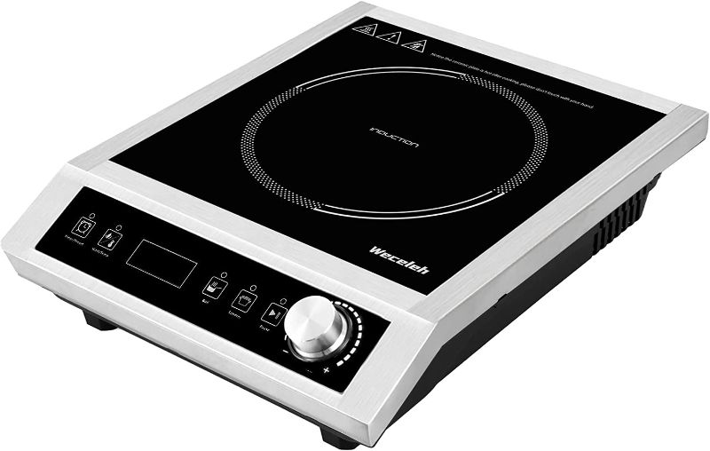 Photo 1 of Weceleh Commercial Induction Cooktop, 24-Hours Preset Professional Induction Burner with 10 Temp Levels, Sensor Touch & Knob Control