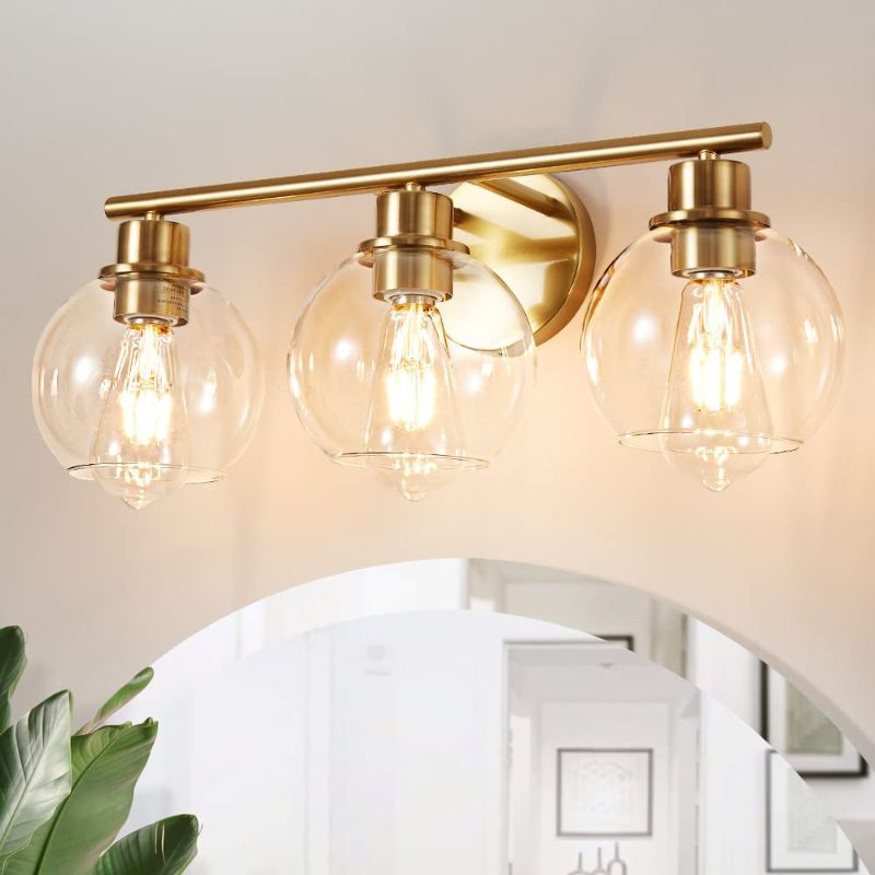 Photo 1 of Bathroom Light Fixtures, 3-Light Gold Bathroom Light,