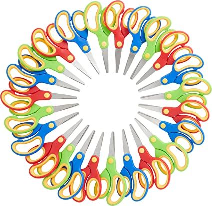 Photo 1 of 24 Pack Round Blunt Tip Kids Scissors, Bulk for Classroom Crafts, DIY Projects, Teachers STOCK PHOTO 
