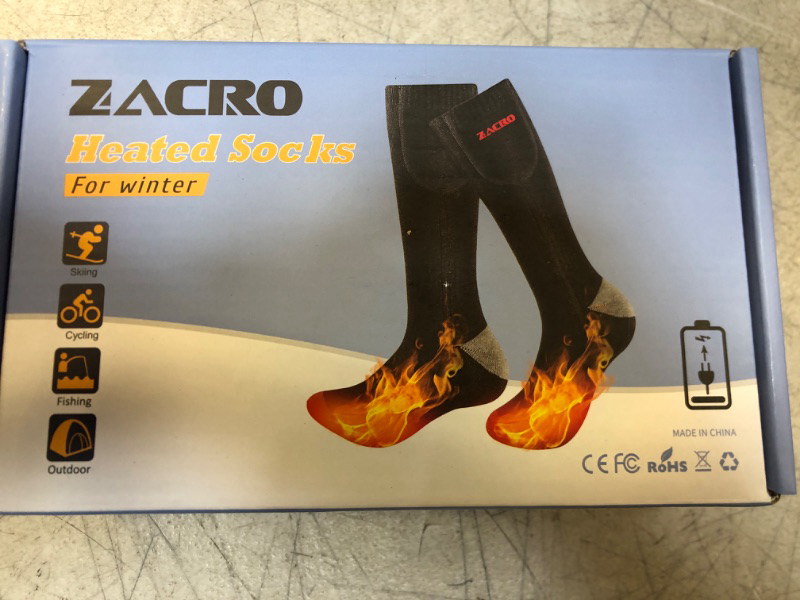 Photo 2 of 1Zacro Heated Socks for Men & Women- 5000 mAh Battery Powered Electric Socks with Wash Bag, Battery Thermal Foot Warmer, Rechargeable Heating Socks for Hunting, Skiing, Hiking 2
