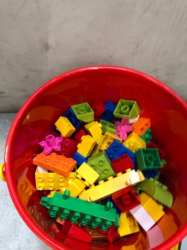 Photo 4 of Big Building Block Set - 214 Pieces Toddler Educational Toy Classic Large Size Building Block Bricks - 13 Fun Shapes and Storage Bucket - Compatible with... USED, UNKNOWN IF THERE ARE MISSING BLOCKS. 