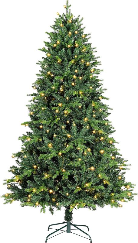 Photo 1 of 6FT Prelit Christmas Tree Artificial Christmas Tree with 240 LED Lights 784 Branch Tips Lighted Xmas Tree for Christmas Decorations Indoor
