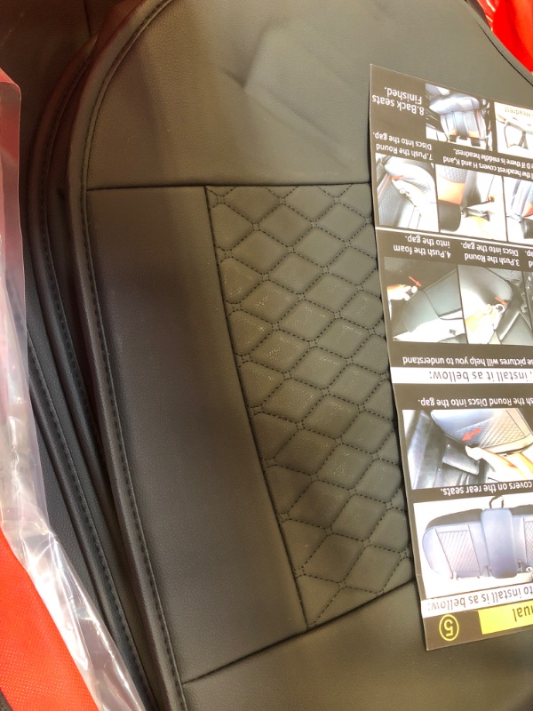 Photo 1 of Aierxuan 5 Car Seat Covers Full Set Waterproof Leather Cushions Universal Fit for Kia Soul Sorento Hyundai Elantra Civic Jeep Wrangler Santa Fe Tucson Ford Edge Lexus (Full Set, Black)
