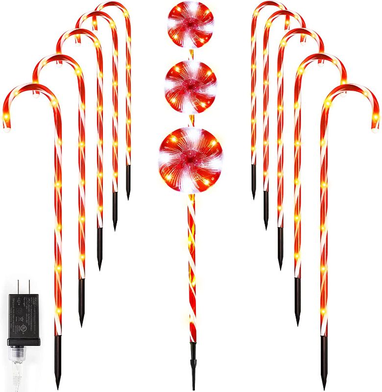 Photo 1 of 13 Pack Christmas Pathway Lights, Includes 10 Pack Christmas Candy Cane Pathway Lights and 3 Pack Lollipops Peppermint Pathway Lights Christmas Garden Stake Lights for Yard Walkway Outdoor Decoration
FACTORY SEALED