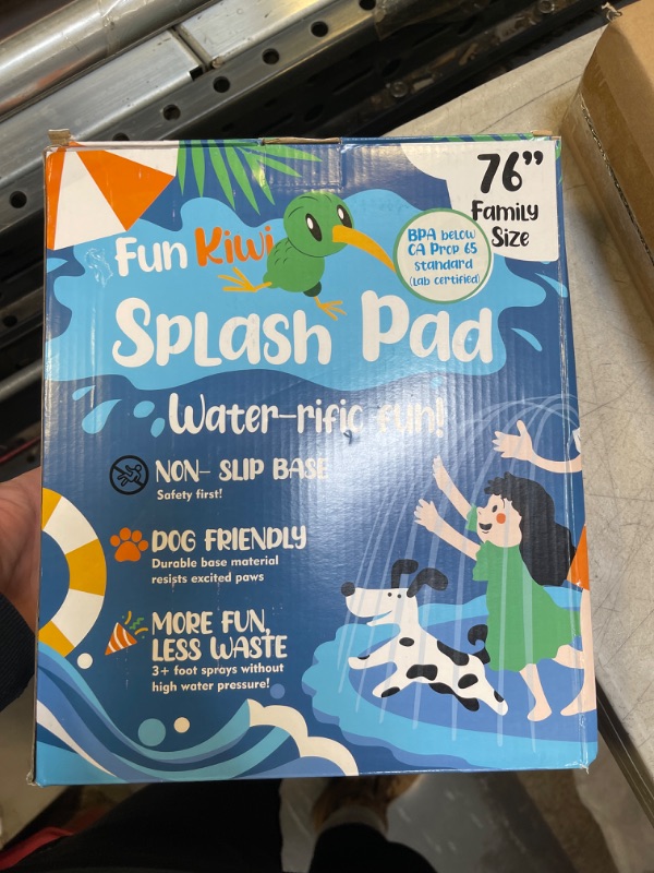 Photo 2 of FUN KIWI Non-Slip Splash Pad for Kids & Adults - 76" Large Splash Pad for Dogs - Dog Splash Pads