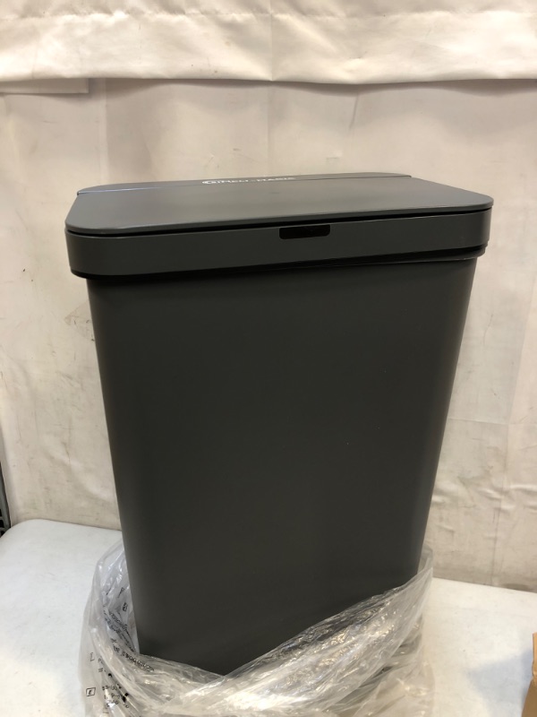 Photo 3 of Simpli-Magic 79503 13 Gallon Touchless Sensor Trash Can, Rectangle Garbage Bin, Perfect for Home, Kitchen, Office, Gray (USED) (MINOR DAMAGE)