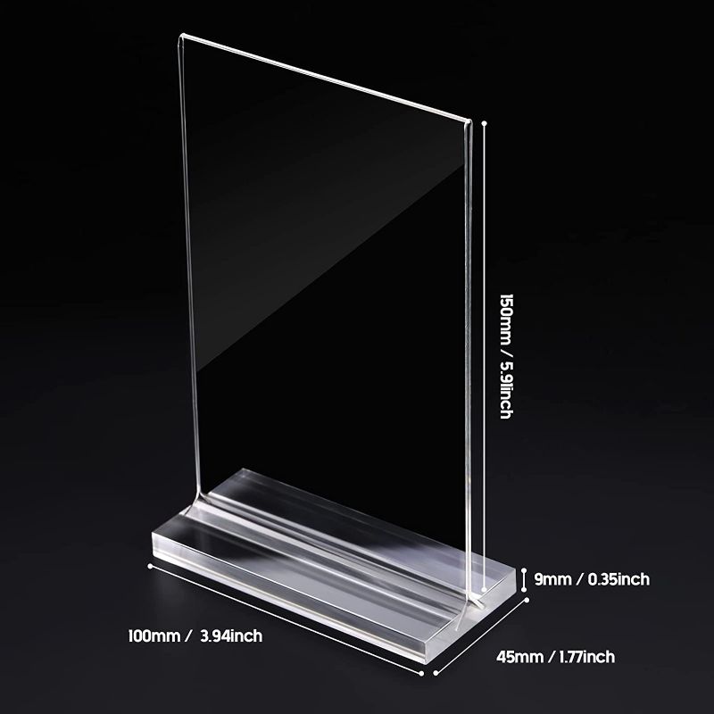 Photo 1 of 25 Packs 4 x 6 Inch Acrylic Sign Holder Clear Table Menu Display Stand Acrylic Stands for Display Standing Menu Flyer Holder Double Sided Clear Acrylic Sign for Office Store Restaurant Meetings
