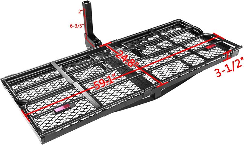 Photo 1 of OKLEAD 400 Lbs Heavy Duty Hitch Mount Cargo Carrier 60" x 24" x 14.4" Folding Cargo Rack Rear Luggage Basket Fits 2" Receiver for Car SUV Camping Traveling