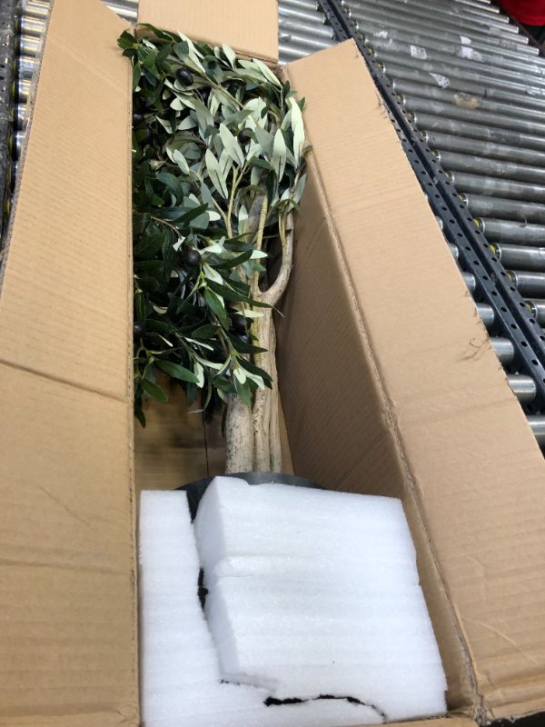 Photo 1 of Hobyhoon Artificial Olive Trees Silk Trees Faux Olive 6ft Tall Tree in Potted Oliver Branch Leaves and Fruits for Modern Home Decor Indoor 6FT Olive Tree