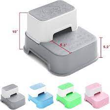 Photo 1 of 2 Step Stool for Kids (2 Packs),Toddler Step Stool for Bathroom,Potty Training,Toilet Stool, Slip Resistant,Two Steps for Sink(Grey) Grey - 2 Packs