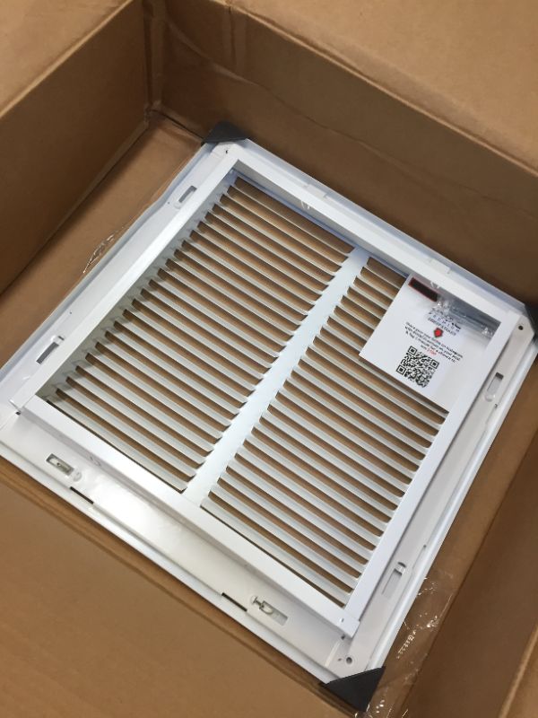 Photo 4 of 12" X 12" Steel Return Air Filter Grille for 1" Filter - Easy Plastic Tabs for Removable Face/Door - HVAC DUCT COVER - Flat Stamped Face -White [Outer Dimensions: 13.75w X 13.75h] White 12 X 12