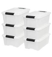 Photo 1 of IRIS USA, Inc. TB-42 12 Quart Stack & Pull Box, Multi-Purpose Storage Bin, 6 Pack, Pearl --- MINOR CRACK IN ONE LID