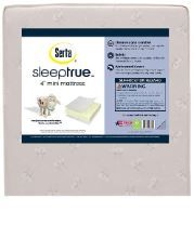 Photo 1 of Delta Children Serta SleepTrue Mini Crib Mattress, White & American Baby Company 100% Natural Cotton Value Jersey Knit Fitted Portable/Mini-Crib Sheet, Blue, Soft Breathable 38x24x4 Inch Mattress