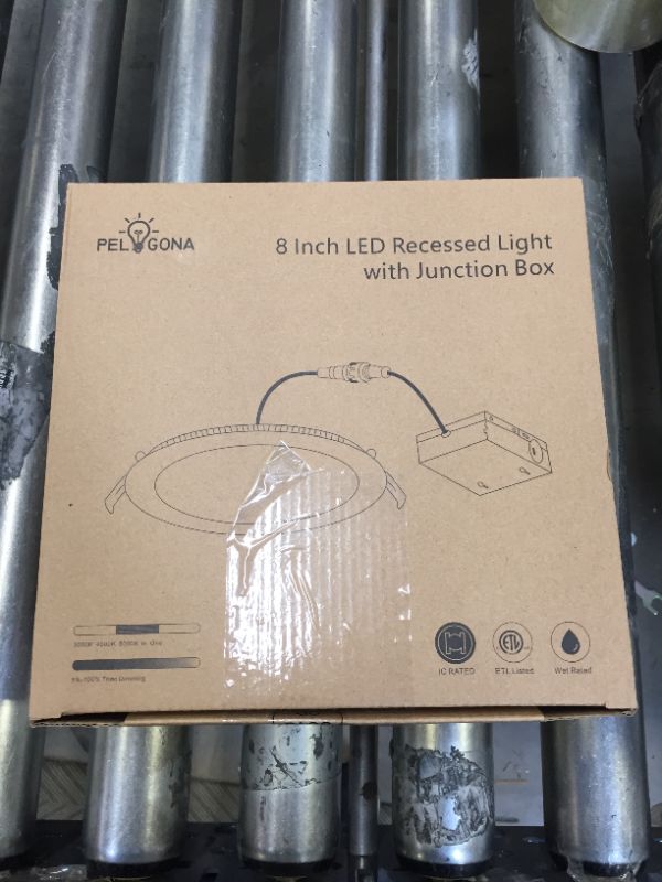 Photo 2 of 2 Pack 8 Inch Recessed Lighting with J-Box 3K/4K/5K 3 Colors in One - Dimmable Ultra Thin Canless LED Downlight, 18W High Brightness 1600LM, 120V, CRI80, ETL Listed, IC Rated 2 Pack White