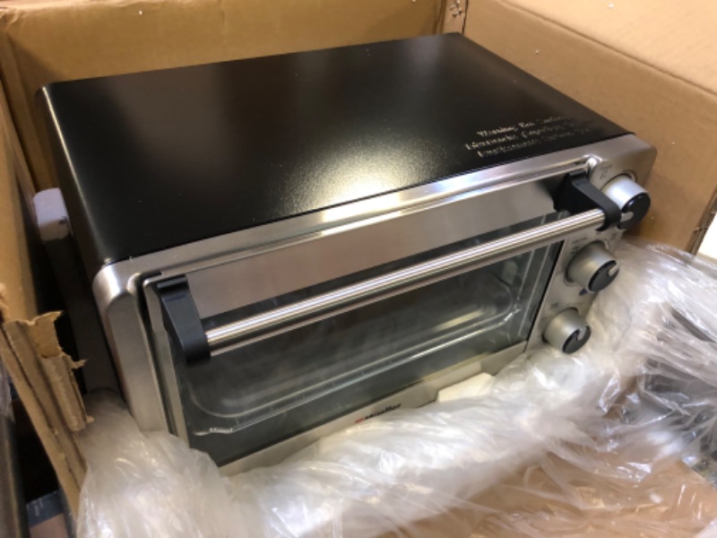 Photo 3 of Toaster Oven 4 Slice, Multi-function Stainless Steel Finish with Timer - Toast - Bake - Broil Settings, Natural Convection - 1100 Watts of Power, Includes Baking Pan and Rack by Mueller Austria ------- OUT OF THE BOX NEW