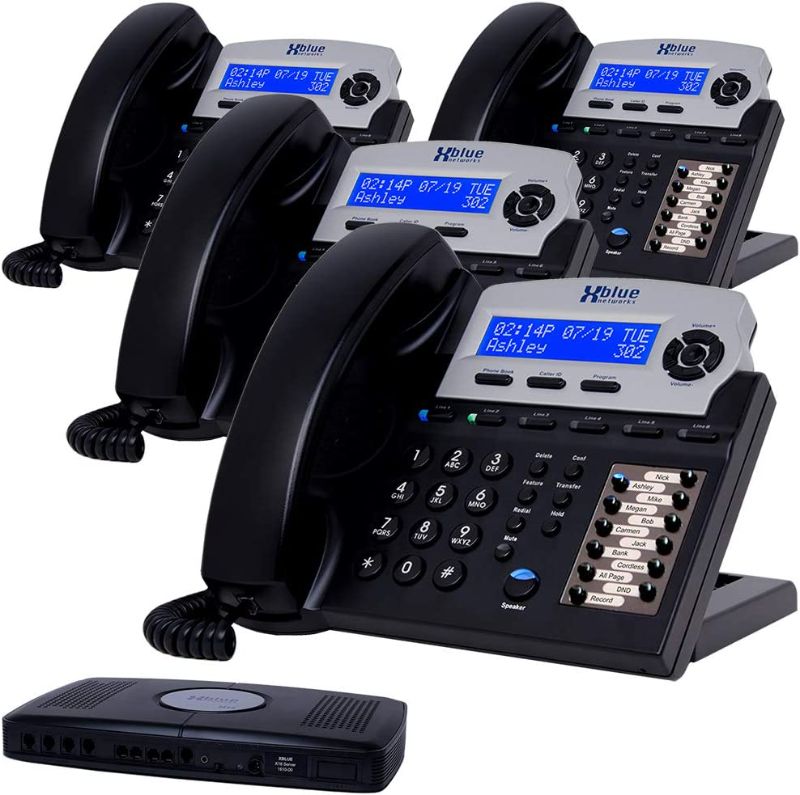 Photo 1 of XBLUE X16 Small Business Phone System Bundle with (4) Phones - (6) Outside Line & (16) Phone Capacity - Includes Auto Attendant, Voicemail, Caller ID, Paging & Intercom