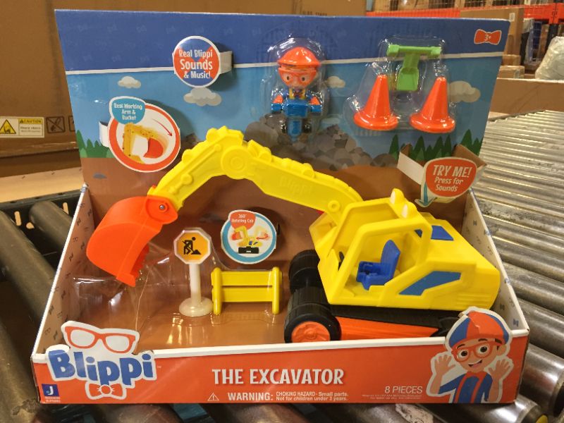 Photo 2 of Blippi Excavator - Fun Freewheeling Vehicle with Features Including 3 Construction Worker, Sounds and Phrases - Educational Vehicles for Toddlers and Young Kids