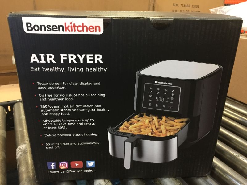 Photo 5 of Air Fryer, Electric Oilless Cooker with LED Digital Touchscreen, 7 in 1 Instant Hot Oven Cooker, 6 Quart Large Stainless Steel Non-Stick Air Frier Pot, 1700W(Silver Black)