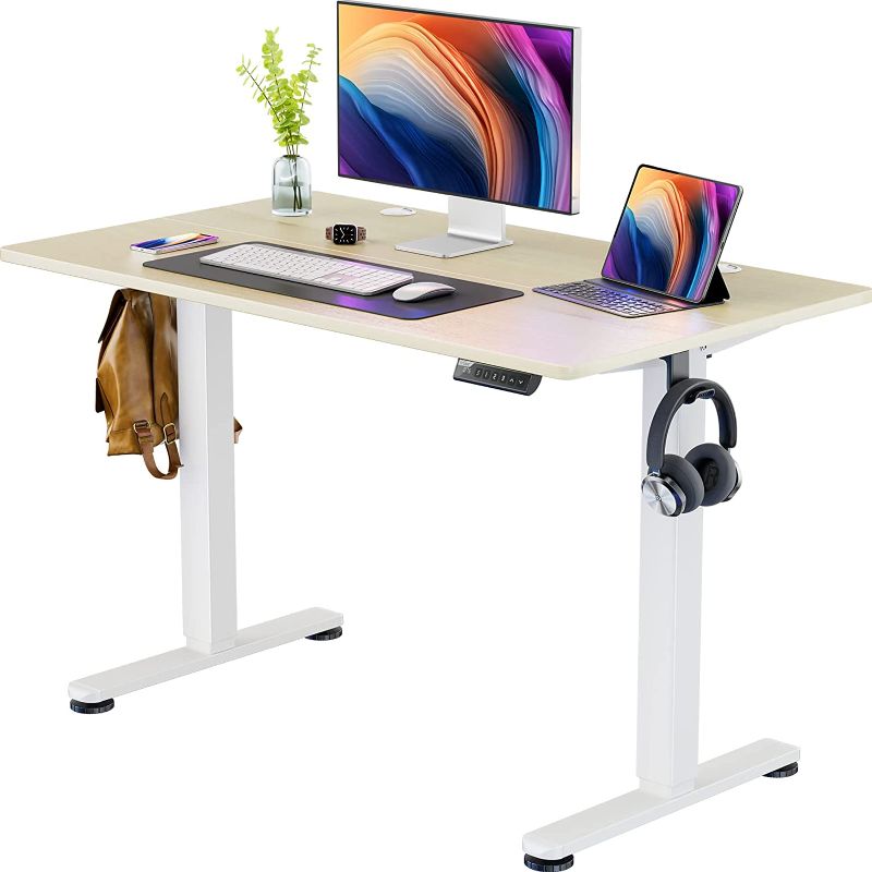 Photo 1 of ErGear Height Adjustable Electric Standing Desk, 48 x 24 Inches Sit Stand up Desk, Memory Computer Home Office Desk (Natural)
