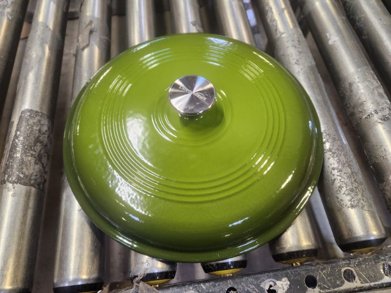 Photo 4 of Amazon Basics Enameled Cast Iron Covered Dutch Oven, 7.3-Quart, Green Green 7.3-Quart Oven