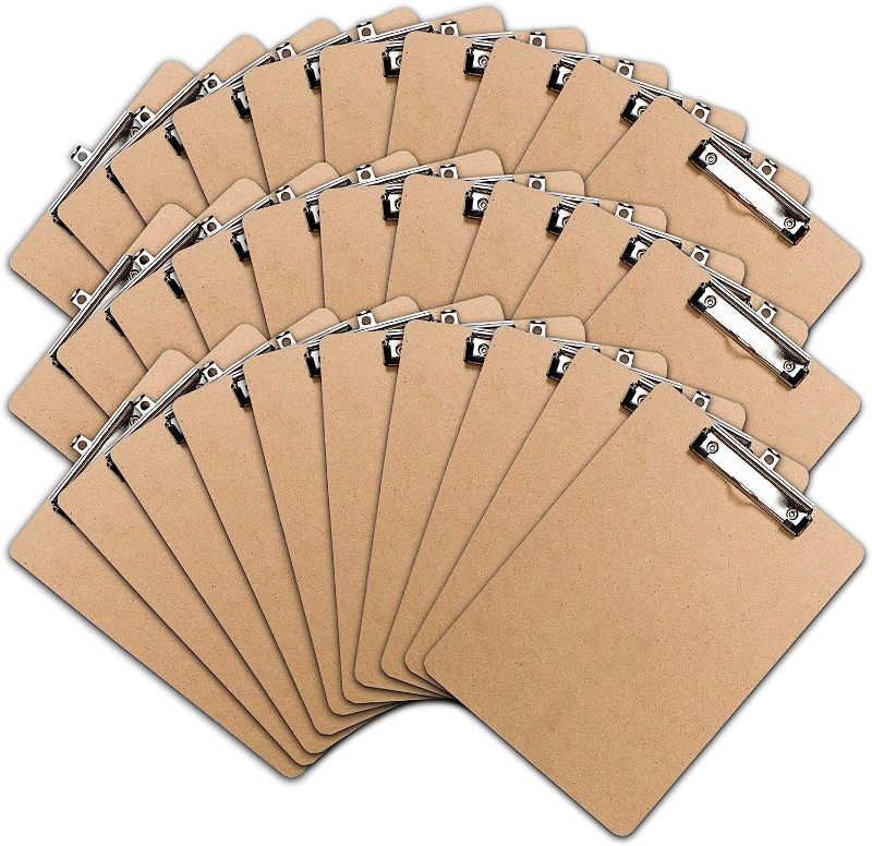 Photo 1 of Office Solutions Direct Clipboards with Low Profile Clip (Set of 30) - Wood Clipboards Bulk 30 Pack, Heavy Duty Clipboard, Bulk Classic Clipboards for Classroom, Calendar Office Clipboard Stand up
