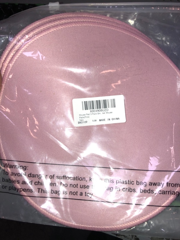 Photo 2 of Round Mouse Pad 3 Pack Small Circle Mousepad 8.7 x 8.7 Inch Non-Slip Mat Stitched Circular Mouse Pad Rubber Mouse Pad for Women Men Office Computer Home Laptop(Pink)