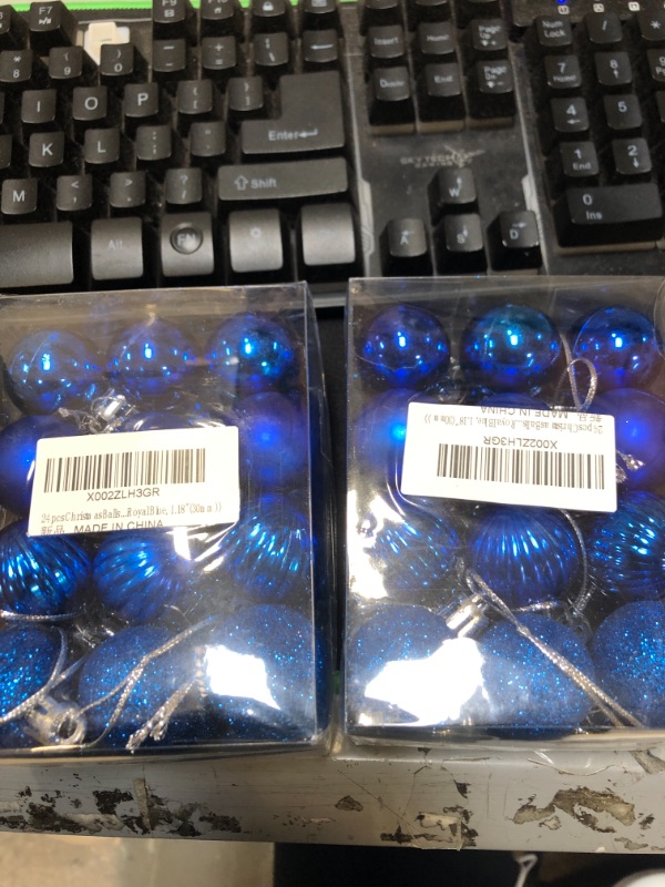 Photo 2 of 2 countYeooyoor Christmas Ball,Christmas Ornaments,Christmas Tree Decoration Balls,Holiday Party Decoration Balls (24 Christmas Hanging Balls (1.18 Inches/30 mm) Royal Blue Christmas Balls) Blue,white,gold,red,silver 1.18 in (30 mm)
