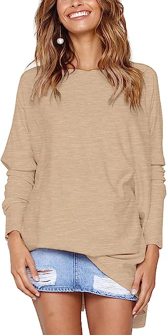 Photo 1 of LIYOHON Oversized T Shirts for Women Tunic Tops to Wear with Leggings Long Sleeve Fall Sweaters Dressy Tops
