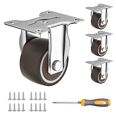 Photo 1 of 1 inch Flat-Bottomed casters, Non-Rotating and noiseless casters, Rubber Floor Protection, Suitable for Furniture, trolleys (Pack of 4)
